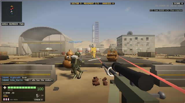 Desert launch site with a squadmate, Doodies and the U-Bend sniper rifle