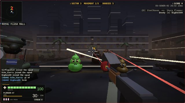 Night-time fight in a blacked-out shopping mall with a Toxic Doody